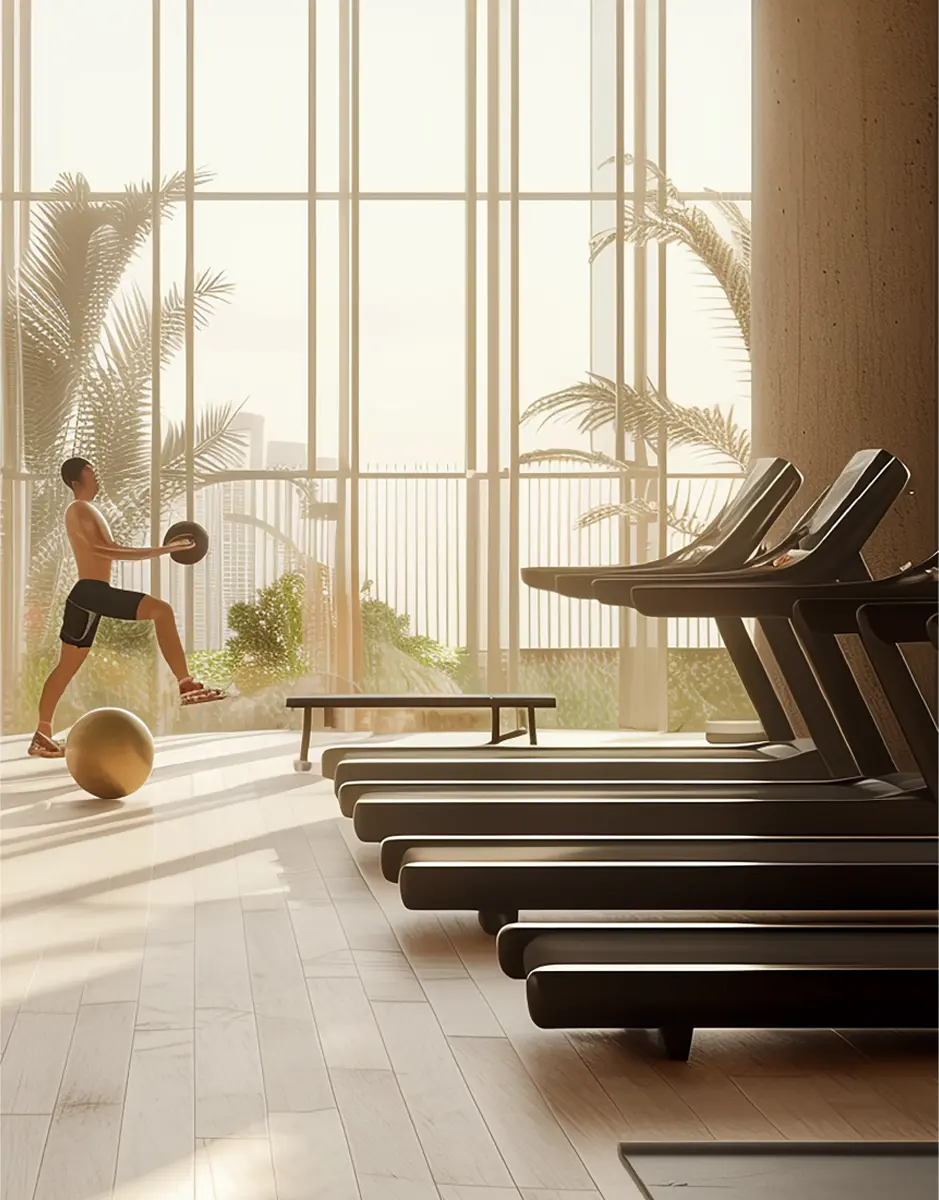 Modern gym and fitness center at Ganga Valley by Ganga Realty